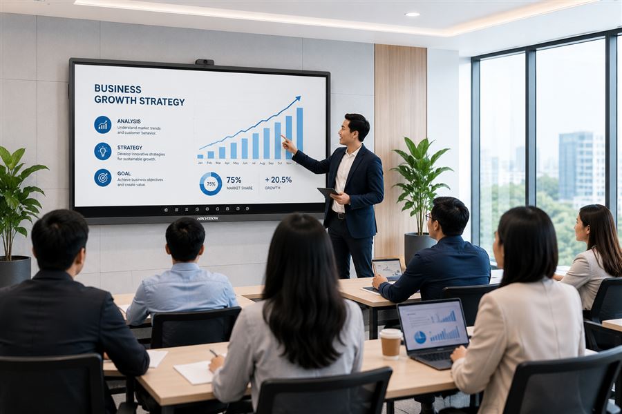 Ruang training menggunakan Interactive Flat Panel untuk presentasi